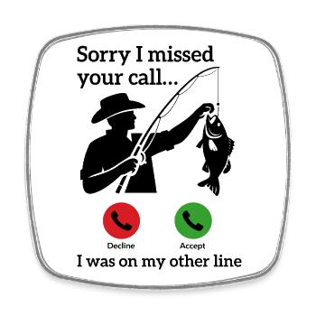 Fishing Calls Retro Vintage Angler Saying Design - Square fridge magnet - white - Front