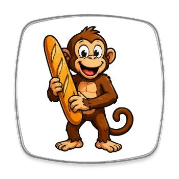 Affe mit Baguette - Viereckiger Kühlschrankmagnet - Weiß - Vorne