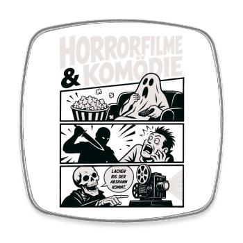 Horrorfilme und Komödie Nerd - Viereckiger Kühlschrankmagnet - Weiß - Vorne