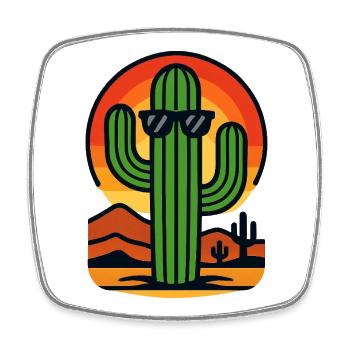 Cactus in sunset with sunglasses - Square fridge magnet - white - Front