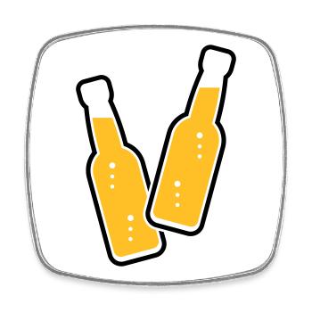 2 Flaschen Stoßen An (Bier / Limonade / POS 2C) - Viereckiger Kühlschrankmagnet - Weiß - Vorne