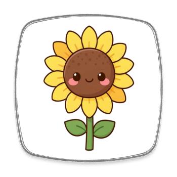 Fleur jaune Kawaii Fleur de Tournesol - Magnet carré - blanc - Devant