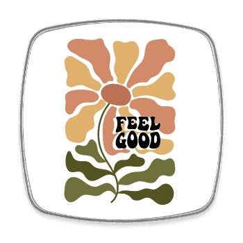 Feel Good Flower Retro Psychedelia - Square fridge magnet - white - Front