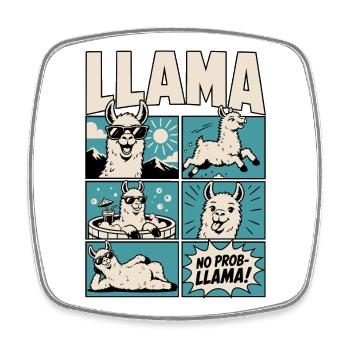 Chill Llama Comic Design - Viereckiger Kühlschrankmagnet - Weiß - Vorne