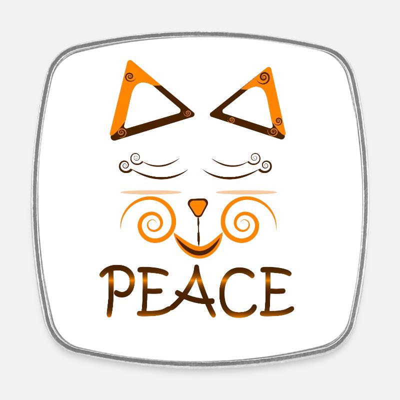 Peace Cat – Cute Spiral Eyes Cat Design - Square fridge magnet - white