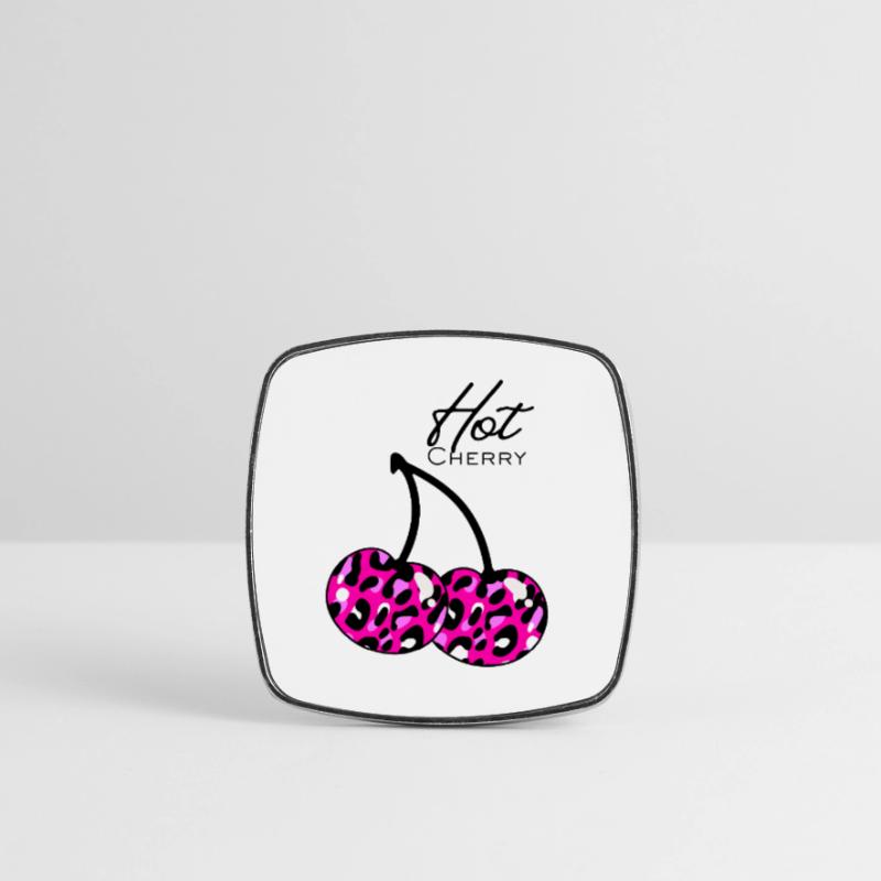 Pink leopard pattern cherry Square fridge magnet