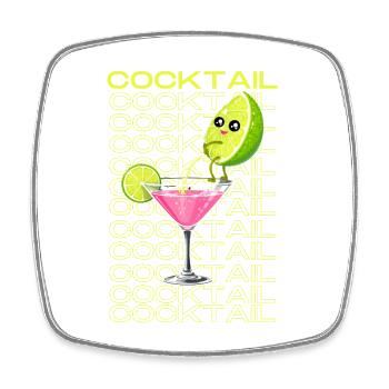 Neon-Limonade Cocktail Cartoon - Viereckiger Kühlschrankmagnet - Weiß - Vorne