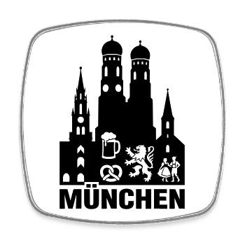 typisch München Munich in a nutshell - Viereckiger Kühlschrankmagnet - Weiß - Vorne