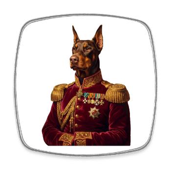 Dobermann Portrait: Der Königliche General - Viereckiger Kühlschrankmagnet - Weiß - Vorne