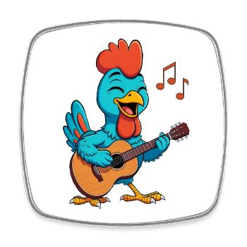 Chicken Playing Guitar - Square fridge magnet - white - Front