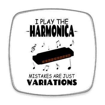 I Play The Harmonica Mistakes Are Just Variations - Square fridge magnet - white - Front