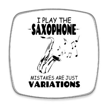 Je joue du saxophone, les erreurs ne sont que des variations - Magnet carré - blanc - Devant