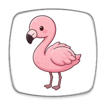 niedlicher_Flamingo_Kawaii_Geschenk_Kinder - Viereckiger Kühlschrankmagnet - Weiß - Vorne