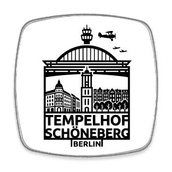 Berlin Tempelhof Schöneberg Wahrzeichen Silhouette - Viereckiger Kühlschrankmagnet - Weiß - Vorne