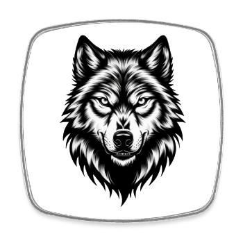 Wilder Wolfskopf – Black & White - Viereckiger Kühlschrankmagnet - Weiß - Vorne