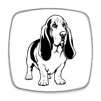 Basset-Hound_Hund_stehend_schwarz - Viereckiger Kühlschrankmagnet - Weiß - Vorne