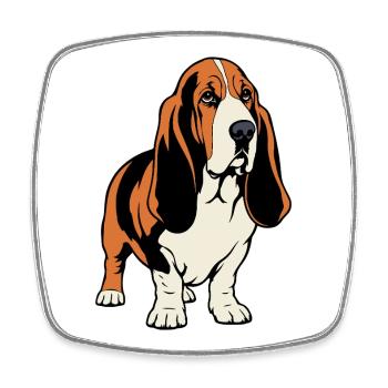 Basset-Hound_Hund_stehend_farbig - Viereckiger Kühlschrankmagnet - Weiß - Vorne
