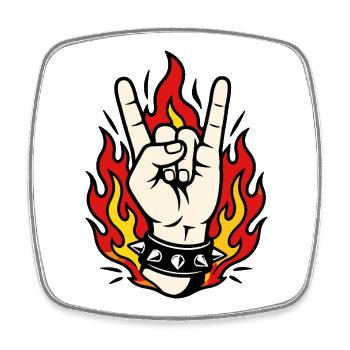 Hand Rock Flames Style Tattoo - Square fridge magnet - white - Front
