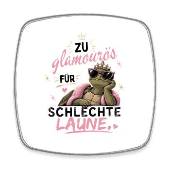 Glamouröse Schildkröte mit Krone - Viereckiger Kühlschrankmagnet - Weiß - Vorne