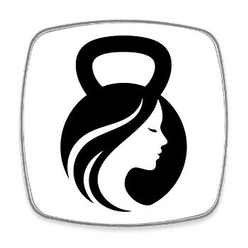 Fitness Queen – Kettlebell Girl - Square fridge magnet - white - Front