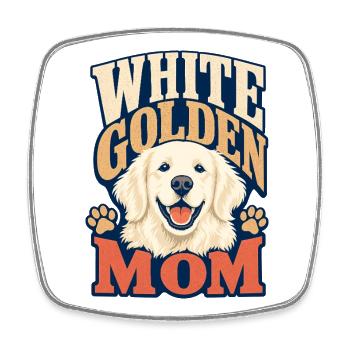 White Golden Retriever Mom Dog Lover - Viereckiger Kühlschrankmagnet - Weiß - Vorne