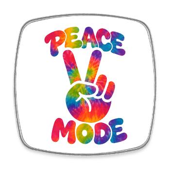 PEACE MODE – Psychedelic Retro Style with Neon Vibe - Square fridge magnet - white - Front