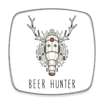 Trophée Beer Hunter - Bouteille en acier - Magnet carré - blanc - Devant