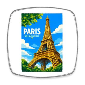 Paris Ville Lumière - Magnet carré - blanc - Devant