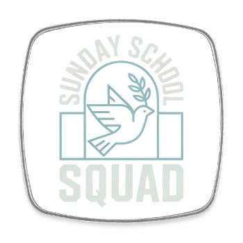 Sunday School Dove Squad - Square fridge magnet - white - Front