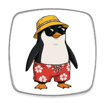 Strand-Pinguin Hawaii-Look - Viereckiger Kühlschrankmagnet - Weiß - Vorne