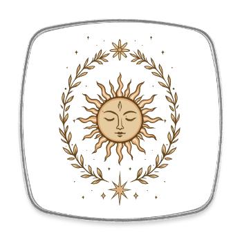 Soleil du solstice d’été – Motif spirituel bohème - Magnet carré - blanc - Devant
