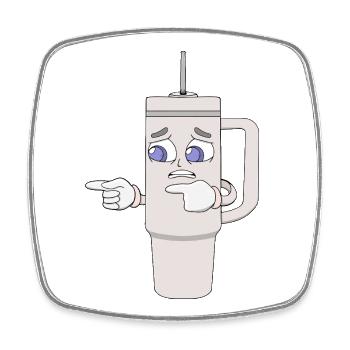 Besorgtes Shaker-Cup-Maskottchen - Viereckiger Kühlschrankmagnet - Weiß - Vorne