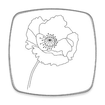 Poppy Flower Silhouette - Square fridge magnet - white - Front