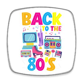 Retour rétro au design vintage des années 80 - Magnet carré - blanc - Devant