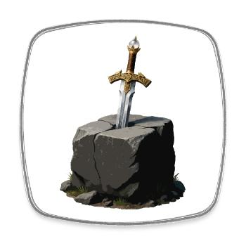 Épée dans le Rocher Excalibur - Magnet carré - blanc - Devant