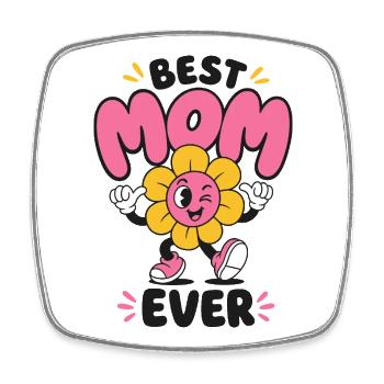 Meilleure Maman Drôle de Fleur - Magnet carré - blanc - Devant