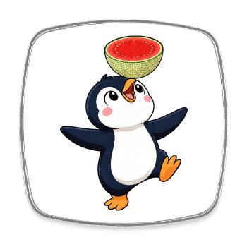 Süßer Pinguin Cartoon Melone Balancieren Sommer - Viereckiger Kühlschrankmagnet - Weiß - Vorne