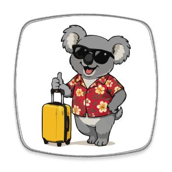 Koala Reisender Hawaii-Look - Viereckiger Kühlschrankmagnet - Weiß - Vorne