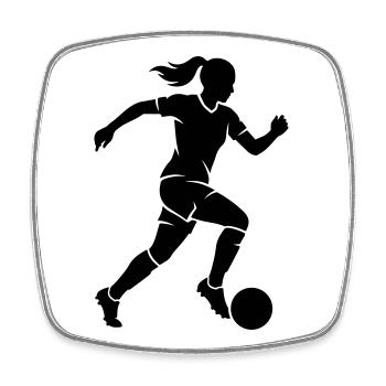 Silhouette féminine de football - Magnet carré - blanc - Devant