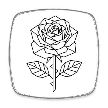 Geometrische Rose – Polygon Art - Viereckiger Kühlschrankmagnet - Weiß - Vorne