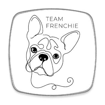 Team Frenchie One Line Art French Bulldog - Square fridge magnet - white - Front