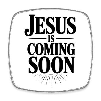 Jesus kommt bald - Viereckiger Kühlschrankmagnet - Weiß - Vorne