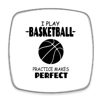 I_Play_Basketball_Practise_Makes_Perfect - Magnet carré - blanc - Devant