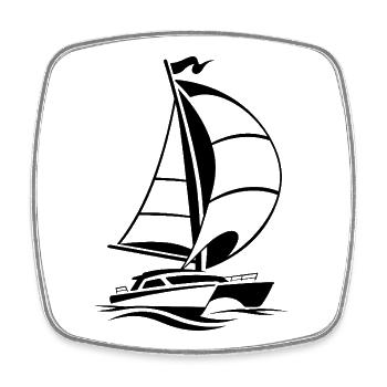 Segeln Katamaran Jacht Segelsport Silhouette  - Viereckiger Kühlschrankmagnet - Weiß - Vorne