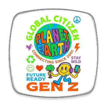 Global Citizen Planet Earth Gen Z - Viereckiger Kühlschrankmagnet - Weiß - Vorne