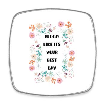 Pastel flower wreath - Square fridge magnet - white - Front