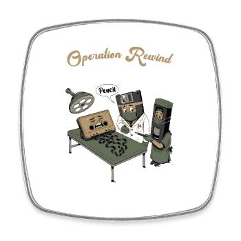Operation Rewind: Retro MedTech - Viereckiger Kühlschrankmagnet - Weiß - Vorne