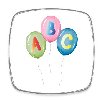 Ballons ABC aux couleurs pastel vives - Magnet carré - blanc - Devant