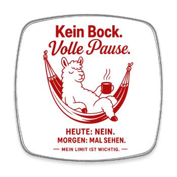 Kein Bock Volle Pause Lustiges Lama - Viereckiger Kühlschrankmagnet - Weiß - Vorne