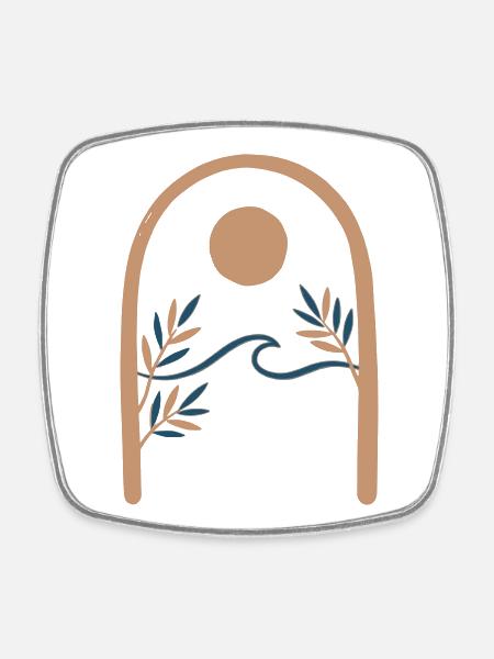 Mediterranean Archway Minimalist Scenery - Square fridge magnet - white